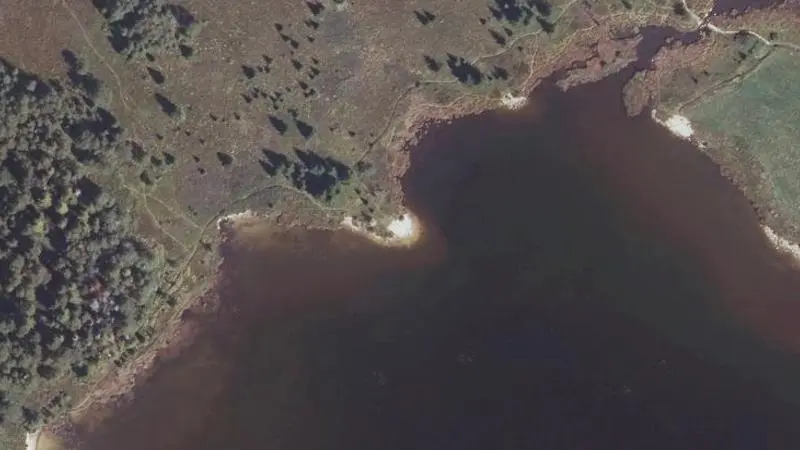 Vue aérienne : Plage du lac de Bellefontaine