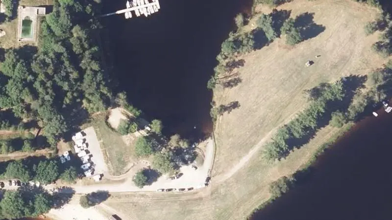 Vue aérienne : Plage du lac de Vassivière