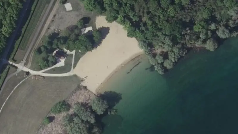 Vue aérienne : Plage du lac d'Orient (Réservoir Seine)