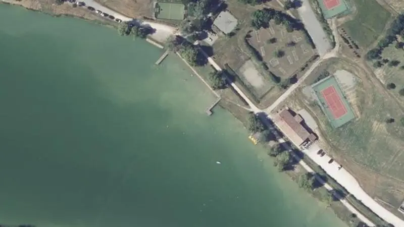 Vue aérienne : Carla-Bayle Plan d'eau