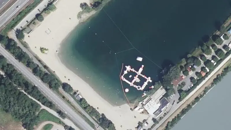 Vue aérienne : Lac de la Terrasse - Plage